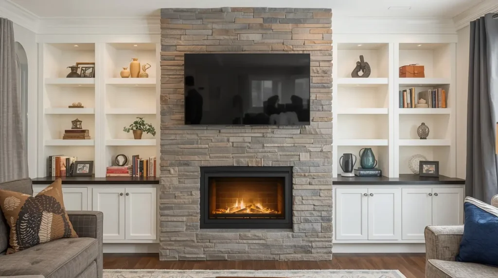 Custom Built-In Fireplace TV Walls