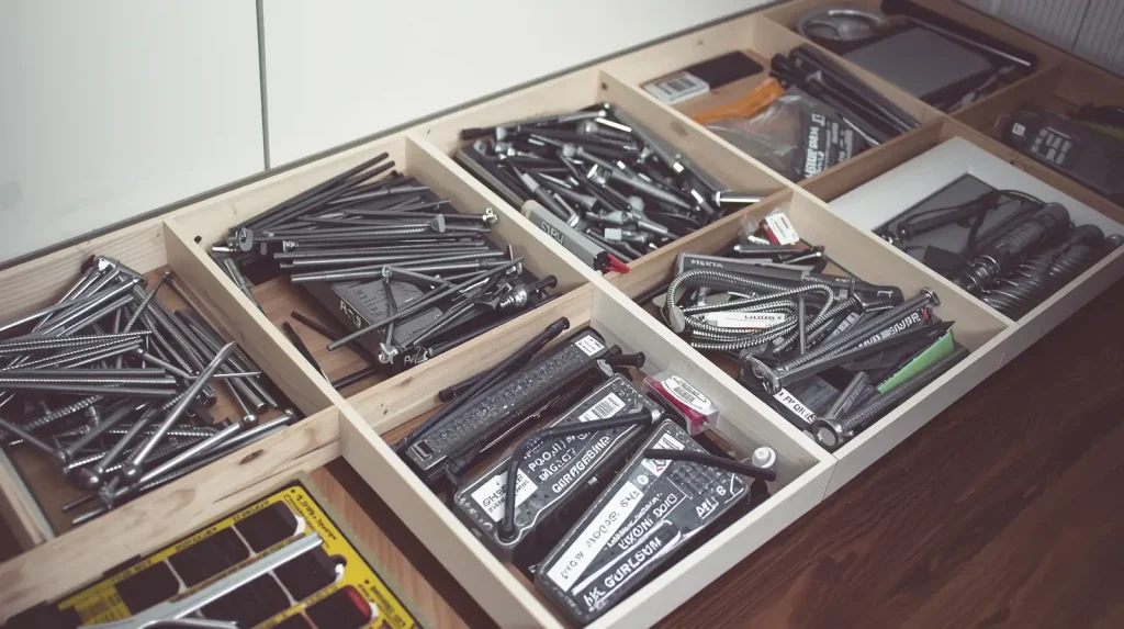 Screws and Parts While Disassembling an IKEA Bed